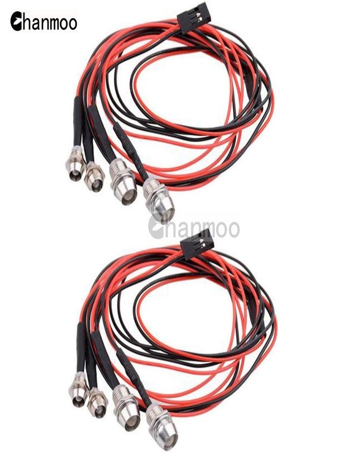 Chanmoo 2Pack 4Leds RC Car LED Lights White Headlights Red Taillight Kit Accessories for RC Buggy Truck Tank Crawler Car SCX10 SCX24 TRX4 TRX6 Slash Rustler Redcat 4WD Traxxas HSP Tamiya Redcat - Image 2